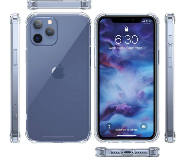 MOBILE  COVER102 Clear Phone Case Bulk 1.5mm Thin Shockproof TPU PC Hybrid Transparent Cover for iPhone 17 16 15 14 13 Pro Max